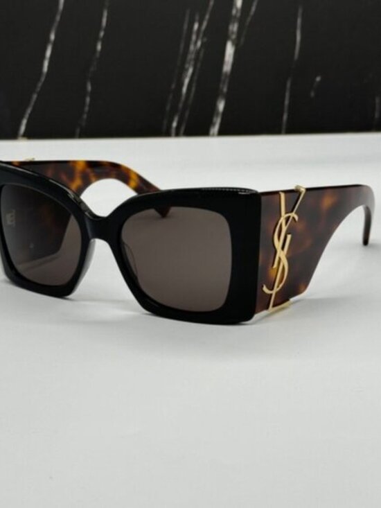 NEW SL M119 BLAZE 003 SAINT LAURENT BLACK HAVANA OVERSIZED SLM119 003 SUNGLASSES main image 8